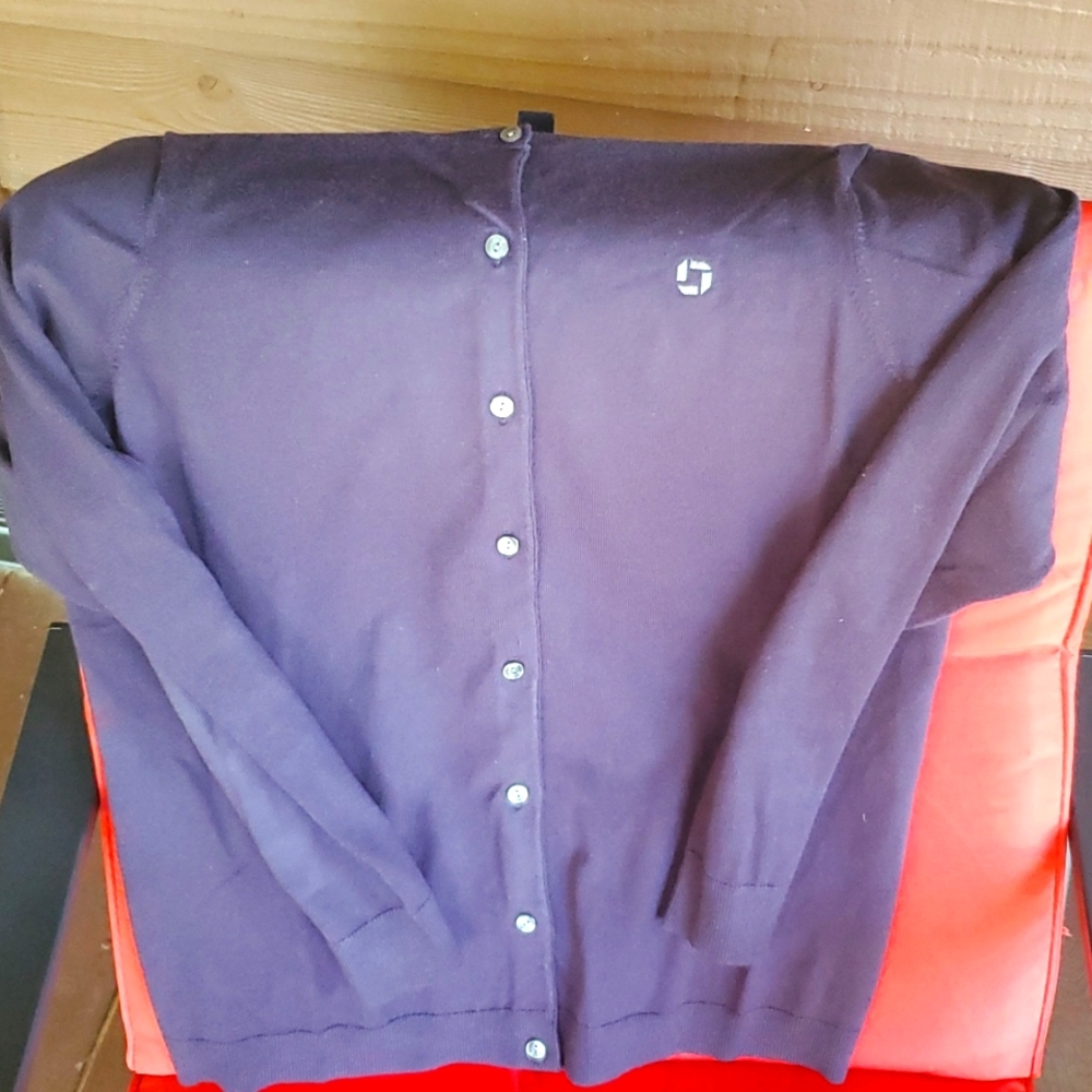 Chase bank blue cardigan